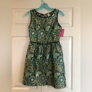 NWT Xhilaration XS blue floral with gold thread cocktail dress.